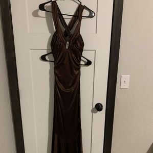 Brown full length prom dress